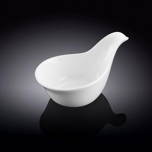 White Fine Porcelain Snack Dish with Handle | 5" | 3 Fl Oz | Made in England | Wilmax