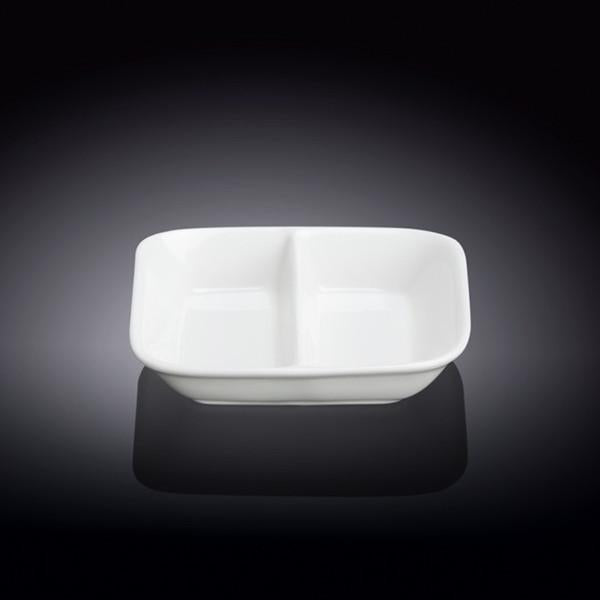 White Fine Porcelain Divided Soy Dish | 3.25" | Made in England | Wilmax