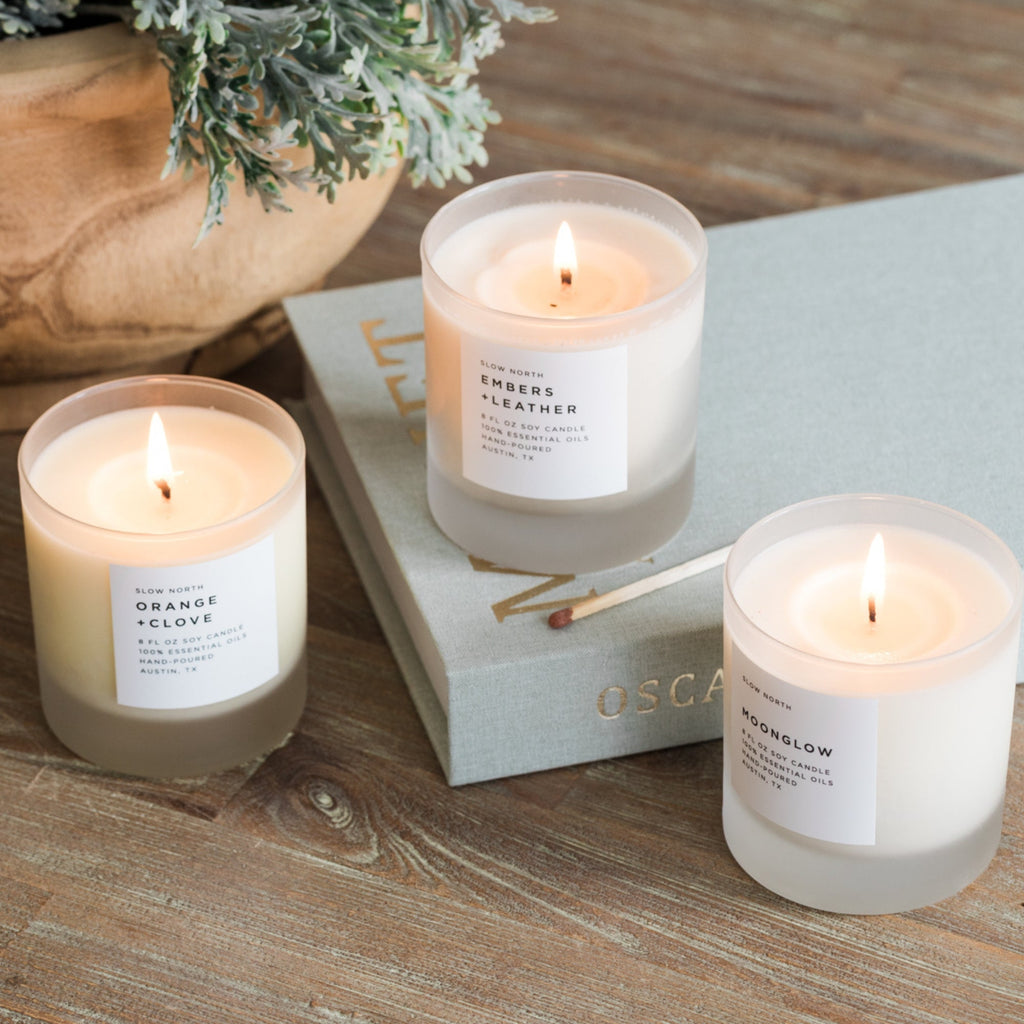Warm + Comforting Trio | Signature Soy Candle Bundle | 3 x 8 oz | 100% Soy & Pure Essential Oils | Slow North