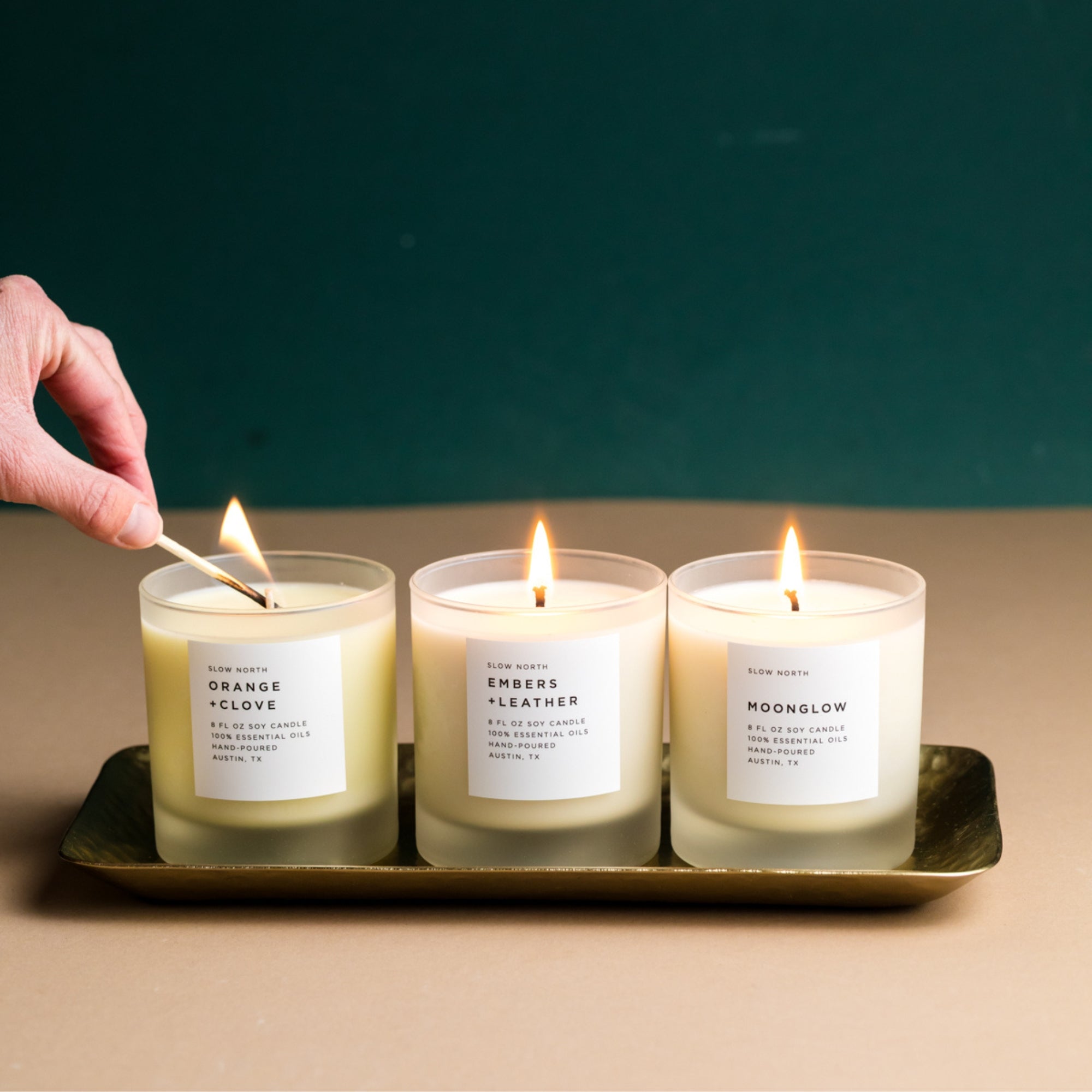 Warm + Comforting Trio | Signature Soy Candle Bundle | 3 x 8 oz | 100% Soy & Pure Essential Oils | Slow North