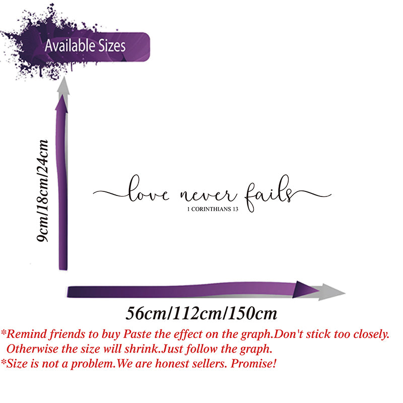 Wedding Love Never Fails 1 Corinthians 13 Wall Sticker Bedroom