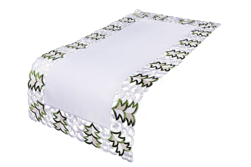 XD110708 Tannenbaum Mini Table Runner 12x28 White Poliviscose