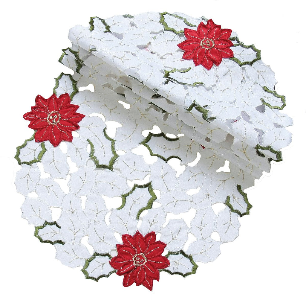 Holiday Poinsettia Doilies | Set of 4