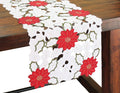 XD13024 Holiday Poinsettia Mini Table Runner 12x28 White