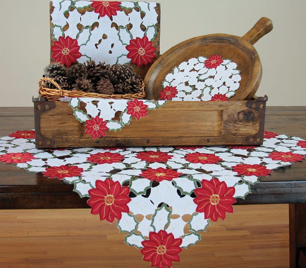 Holiday Poinsettia Doilies | Set of 4