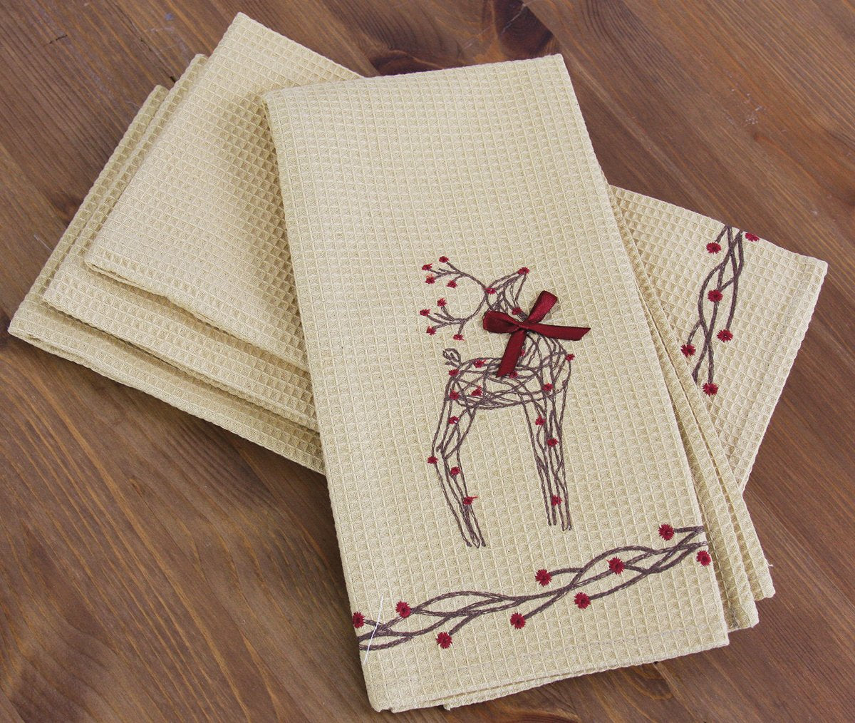 Rustic Reindeer S Tea Towel | Set of 4