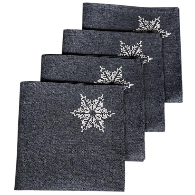 Glisten Snowflake Napkins – Set of 4 | Embroidered | Red or Grey