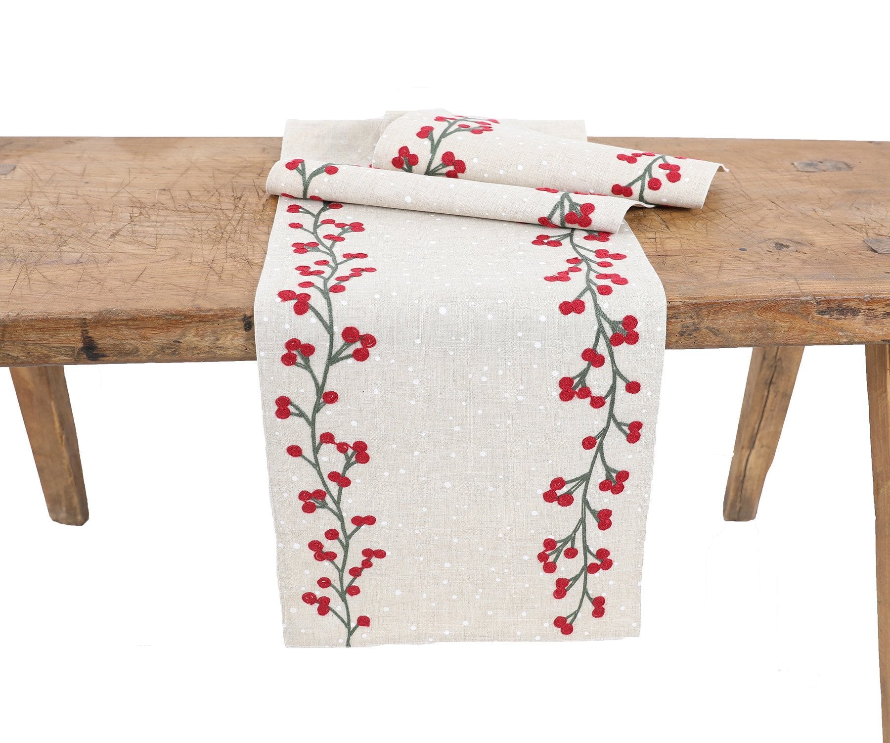 Holly Berry Wreath Christmas Table Runner