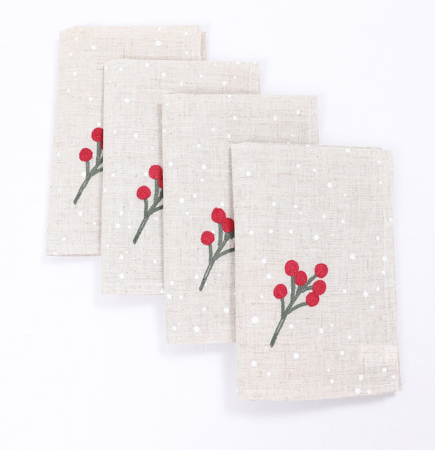 Holly Berry Wreath Christmas Napkins | Set of 4