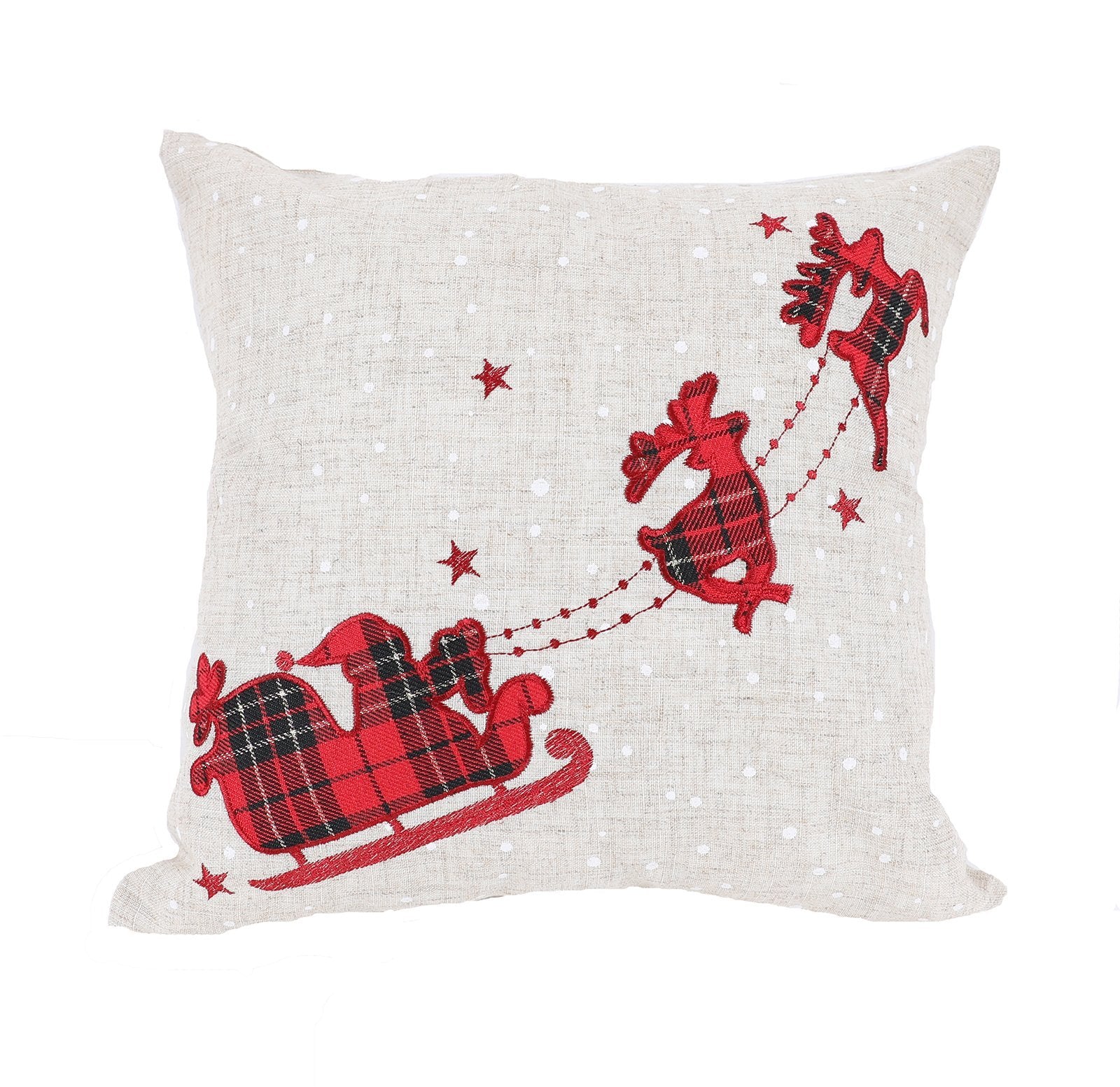 Tartan Santa Sleigh Christmas Pillow Cover