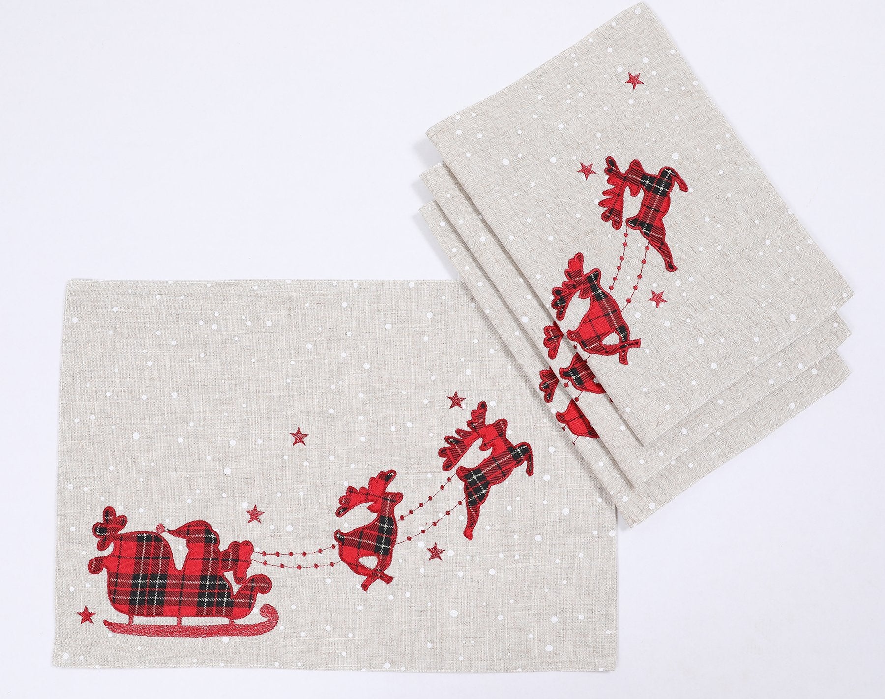Tartan Santa Sleigh Christmas Placemats | Set of 4