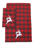 Tartan Santa Sleigh Christmas S Tea Towel | Set of 2