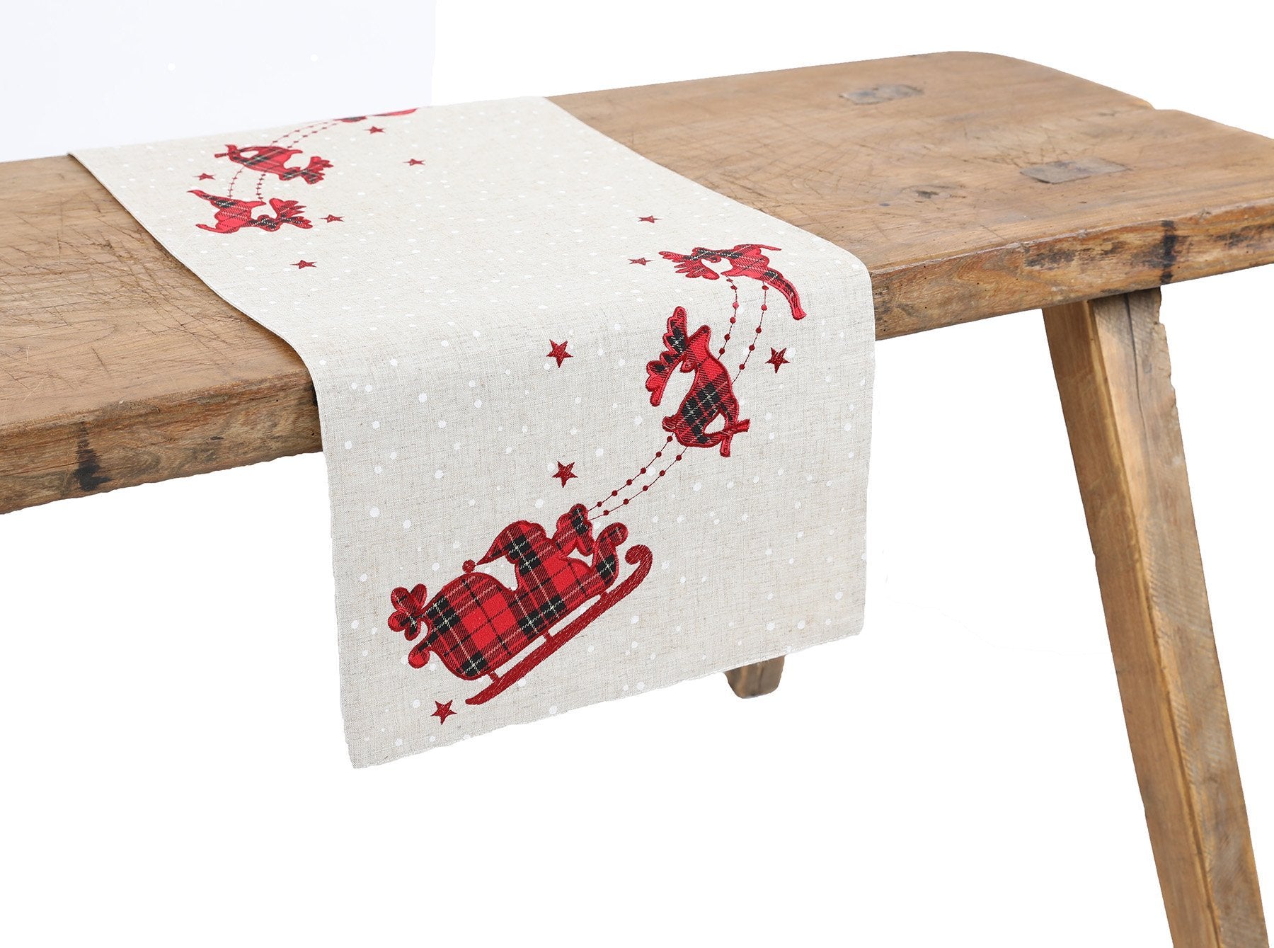 Tartan Santa Sleigh Christmas Table Runner