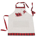 XD19881 Tartan Santa Sleigh Adult Christmas Apron 30x26 Linen Blend