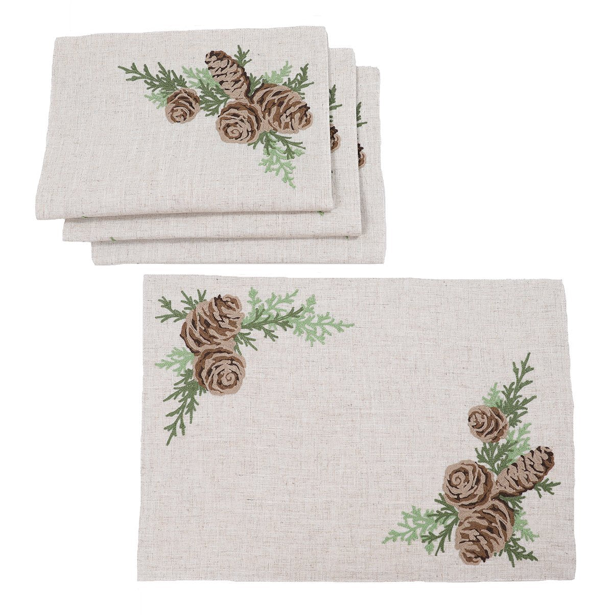 Winter Pine Cones Christmas Placemats | Set of 4
