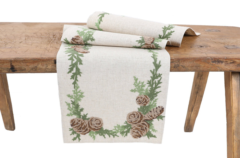 Winter Pine Cones Christmas Table Runner