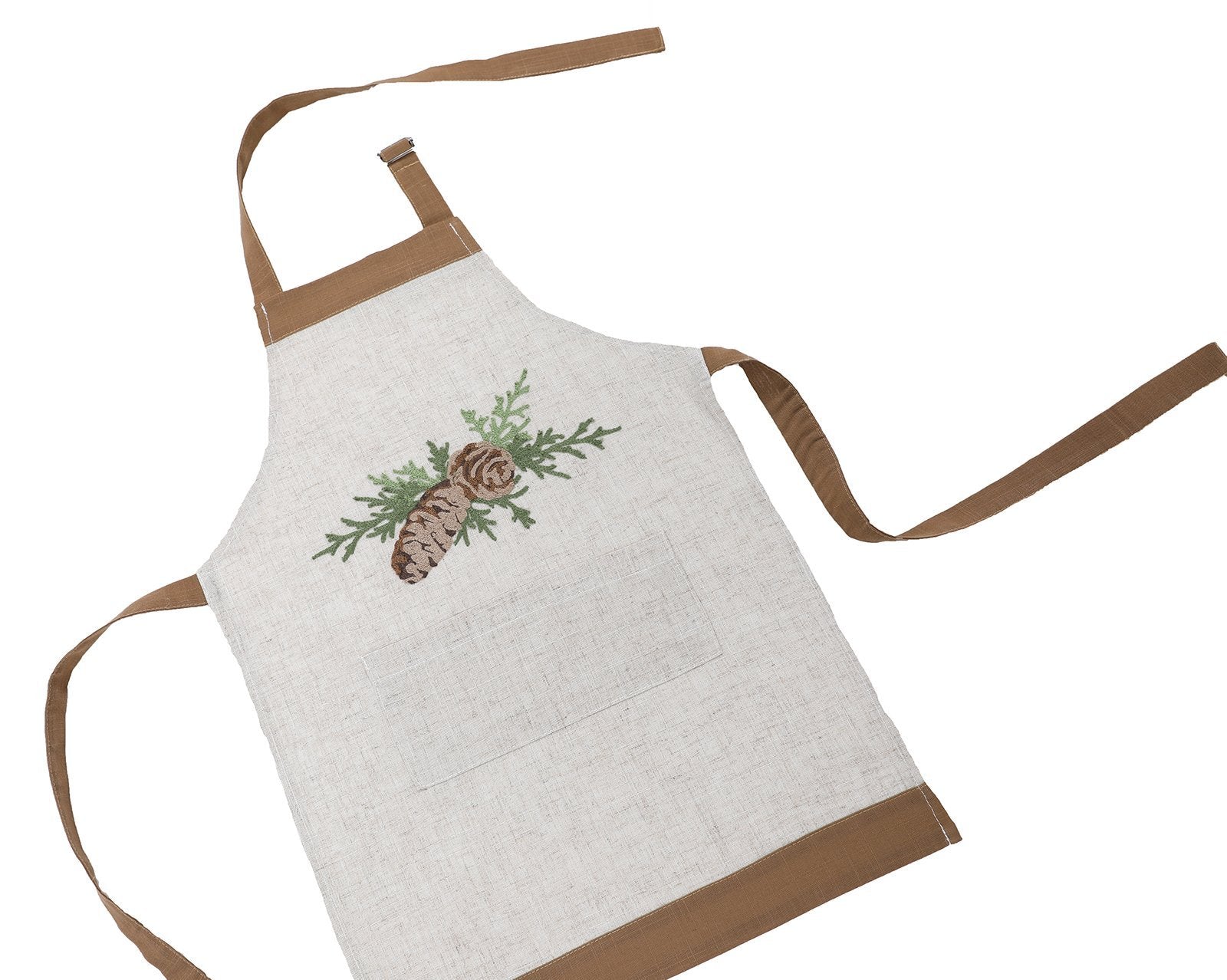 XD19882 Winter Pine Cones Adult Christmas Apron 30x26 Linen Blend