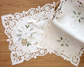 Christmas Candle Sconce Table Linen – Placemats, Runner & Topper | Embroidered Cutwork