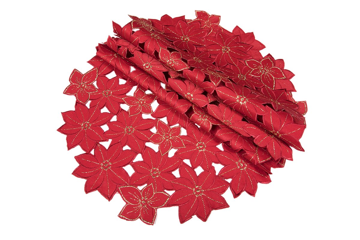 Festive Poinsettia Doilies | Set of 4