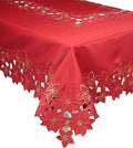 XD795022 Festive Poinsettia Tablecloth 60x84 Red Poliviscose