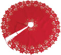 Festive Poinsettia Red Poliviscose Tree Skirt