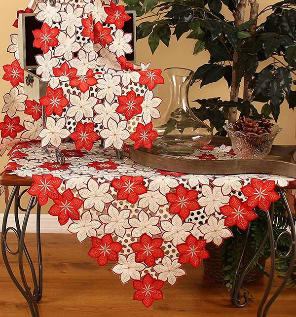 Candy Cane Poinsettia Table Topper