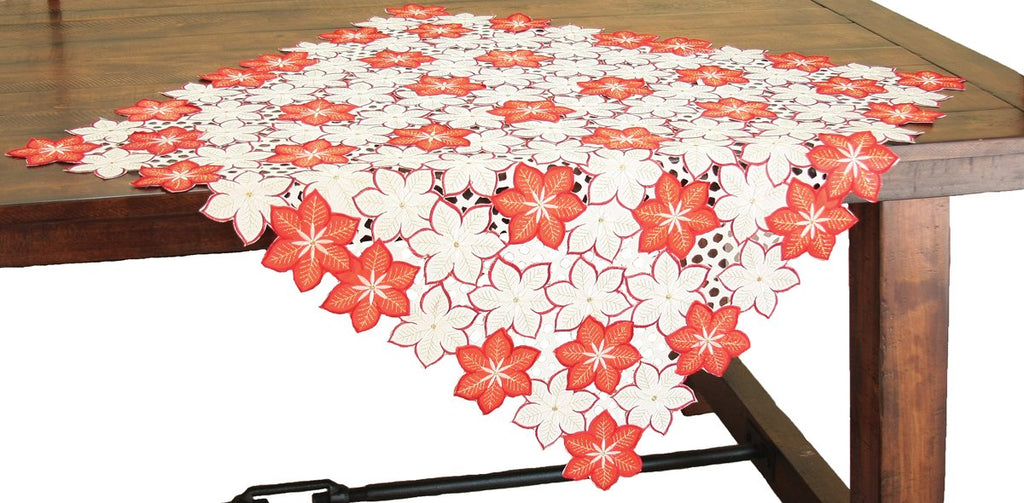 Candy Cane Poinsettia Table Topper