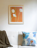 Cream Flowers on Orange Art Print