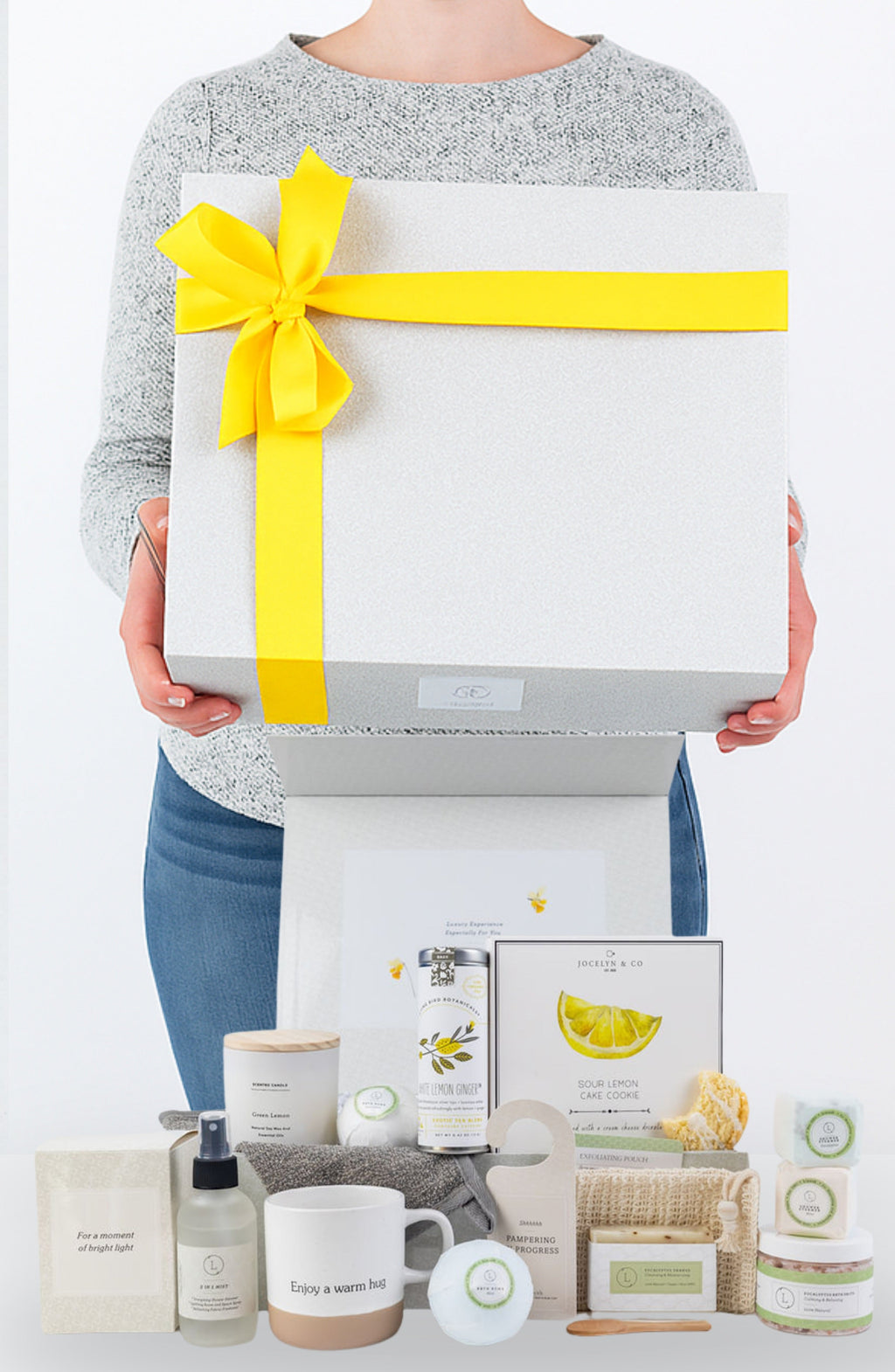 The Ultimate Get Well Gift Box | 16-Piece All Natural Care Package | Eucalyptus, Mint, Tea & More | Lizush