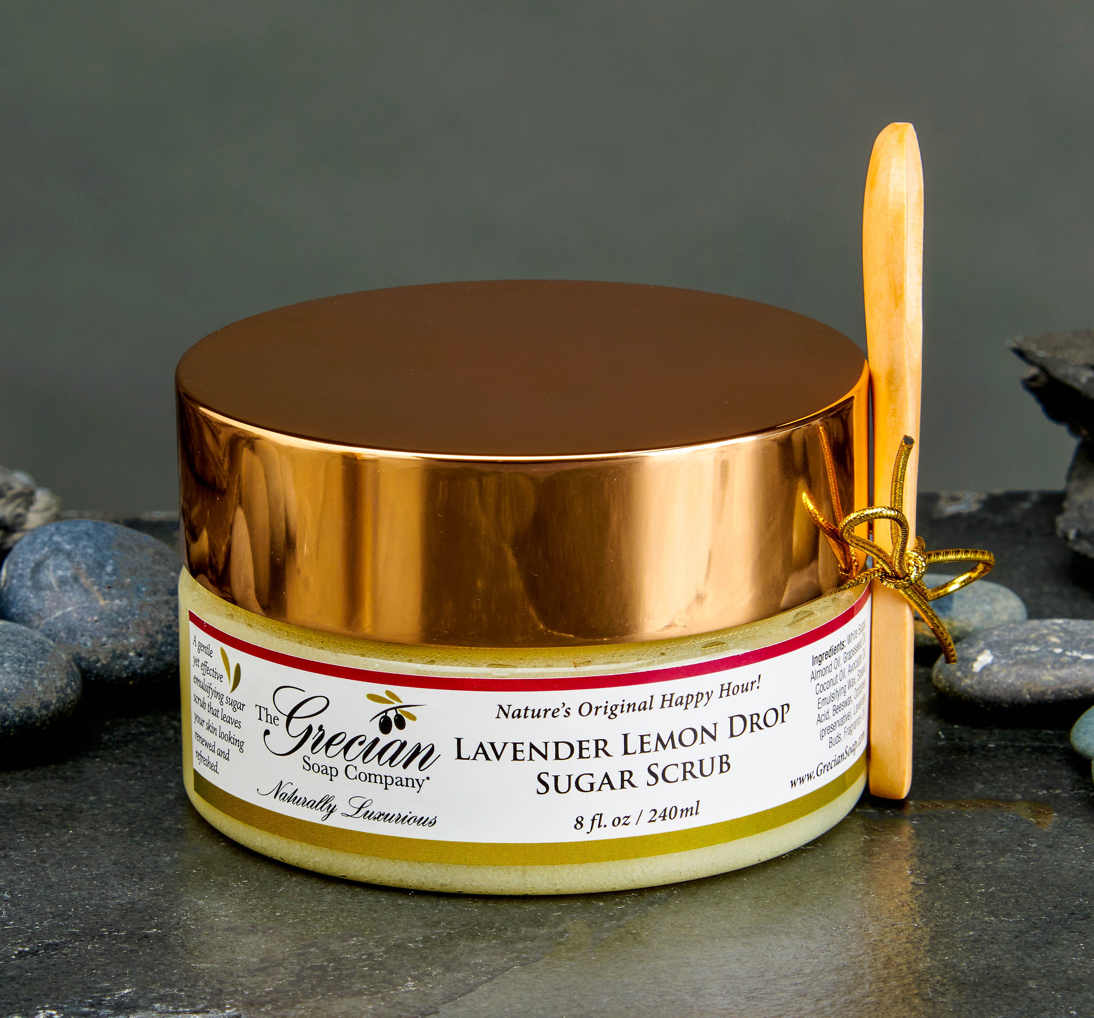 Emulsified Lavender Lemon Drop Sugar Body Scrub | Lemon Zest, Jojoba Oil & Vitamin E | No-Mess Formula | The Grecian Soap Company