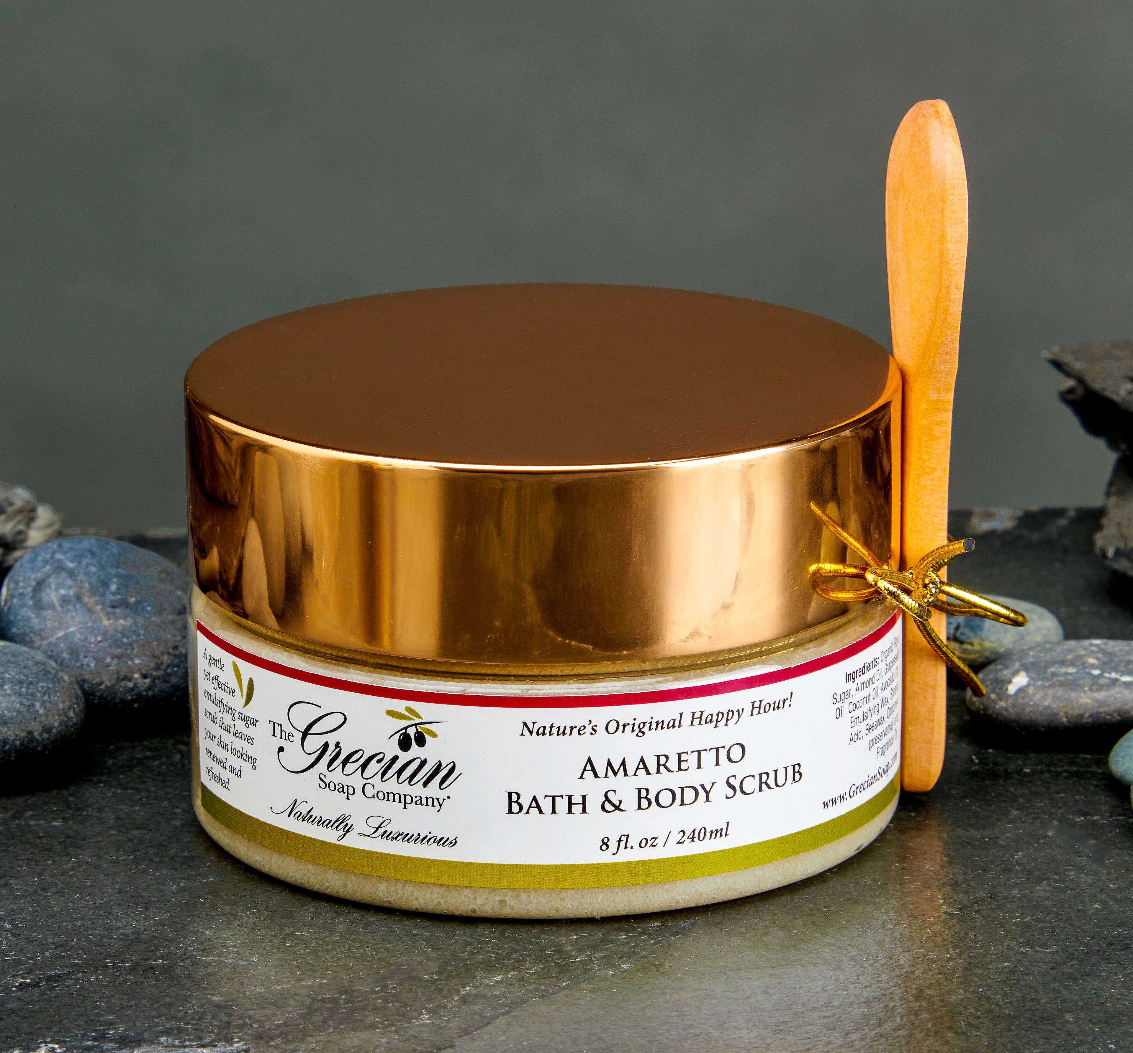 Emulsified Amaretto Sugar Body Scrub | Raw Brown Sugar, Almond Oil & Vanilla | No-Mess Formula | The Grecian Soap Company
