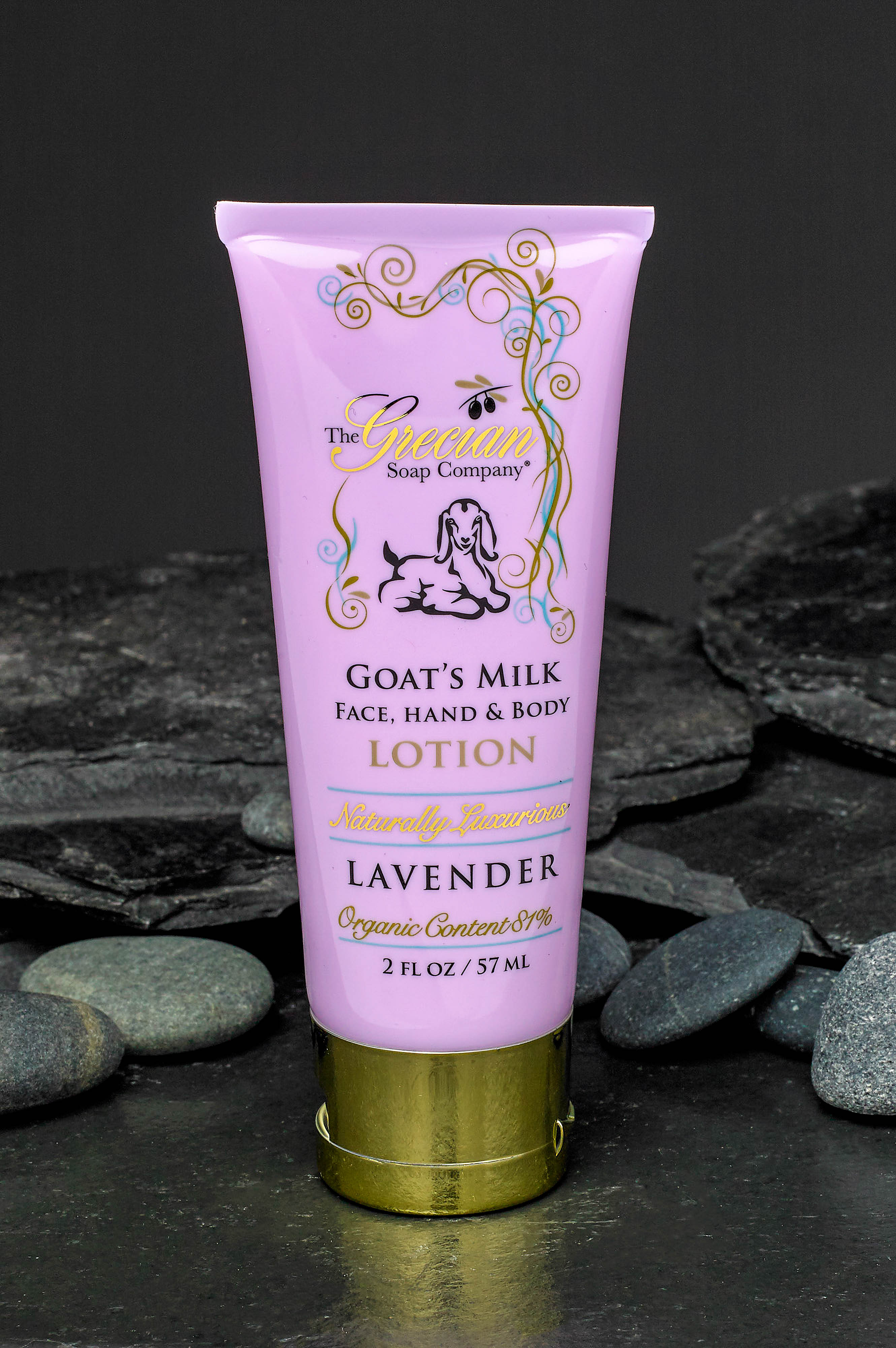 Goat's Milk Lotion Tube | Lavender | Organic, Handmade | Moisturizing & Nourishing | 2 oz | The Grecian Soap Company