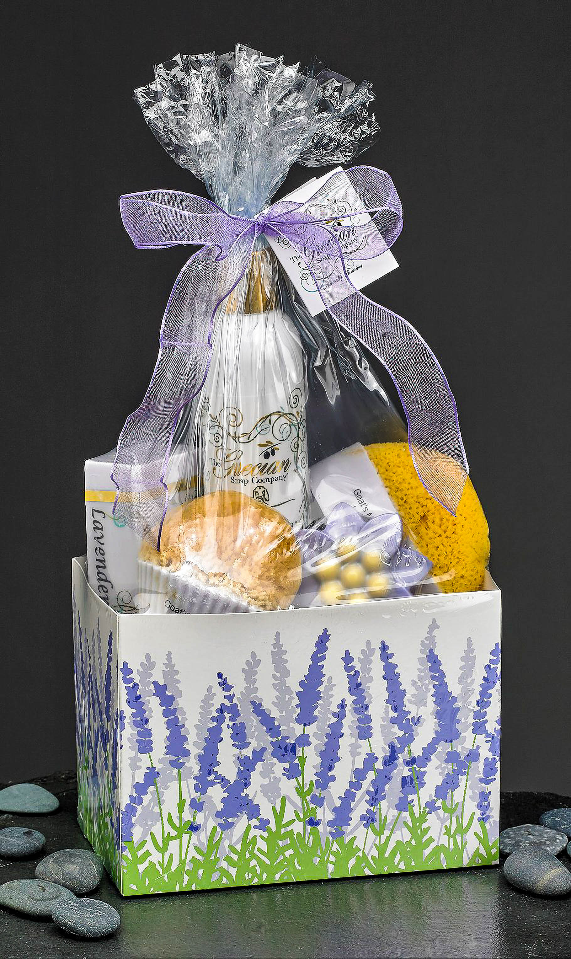 Lavender Dream Gift Set | 5-Piece Goat's Milk Collection | Lotion, Sponge Soap, Bar Soap, Flower Soap & Cupcake Soap | The Grecian Soap Company