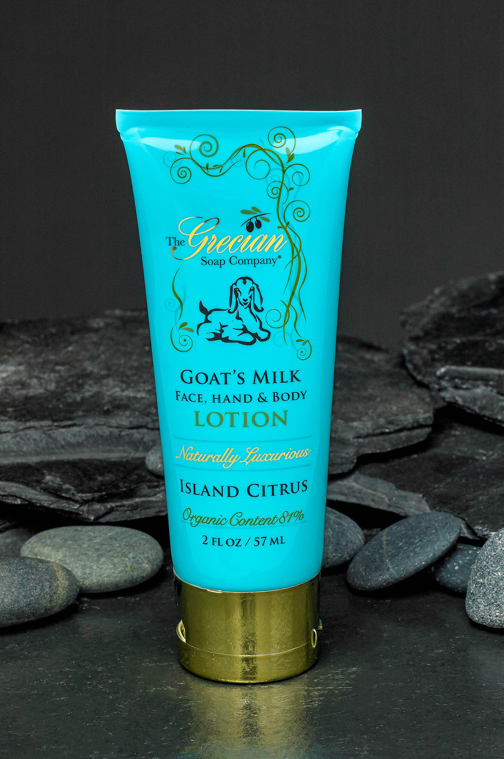 Goat's Milk Lotion Tube | Island Citrus | Organic, Handmade | Moisturizing & Nourishing | 2 oz | The Grecian Soap Company