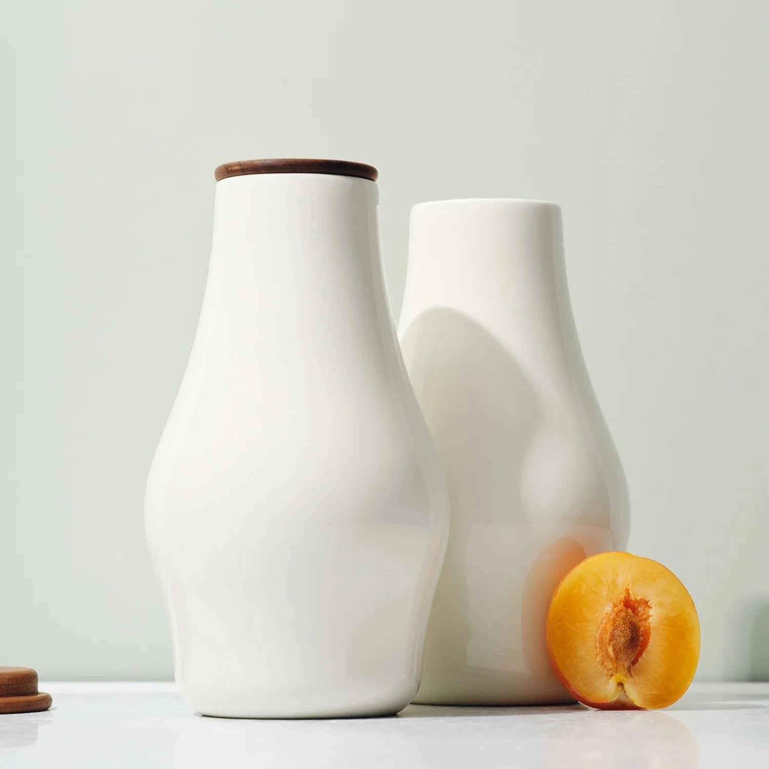 Handcrafted Ceramic Carafe - Sculptural Wooden Lid