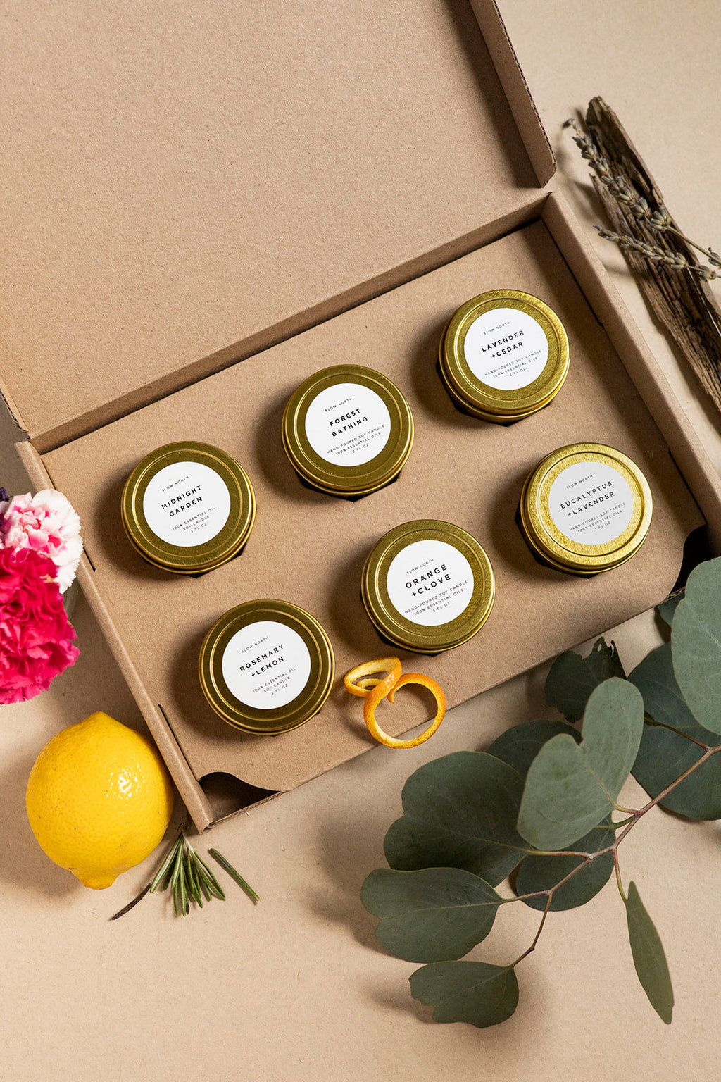 Favorites Collection 6-Pack | 100% Essential Oil Soy Candles | Six Best-Selling Mini Tins | Slow North