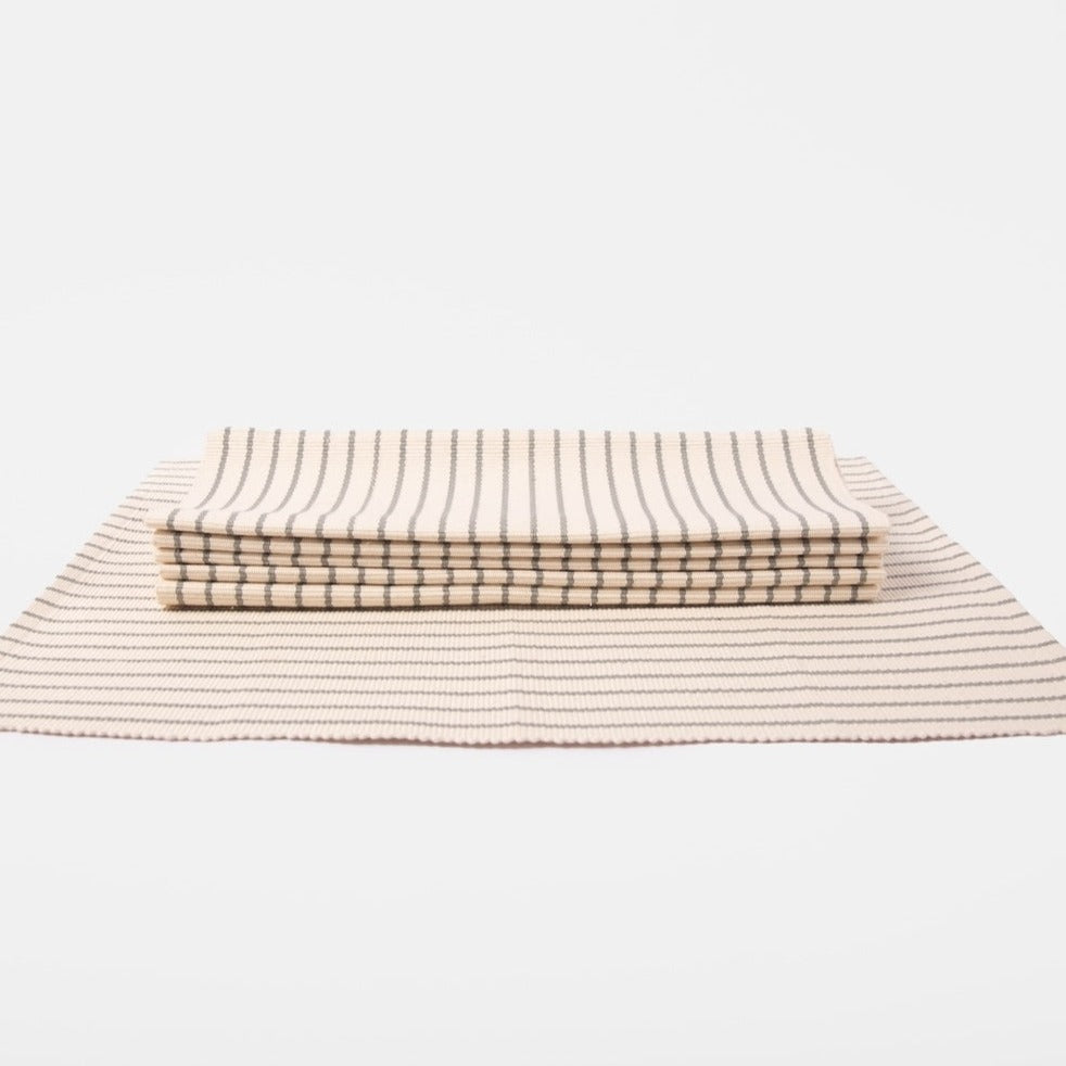 Grey Rangi Placemats | Set of 4 | 100% Organic Cotton | Hand-Spun on Traditional Looms | Kenya | Siafu Home | Powered by People