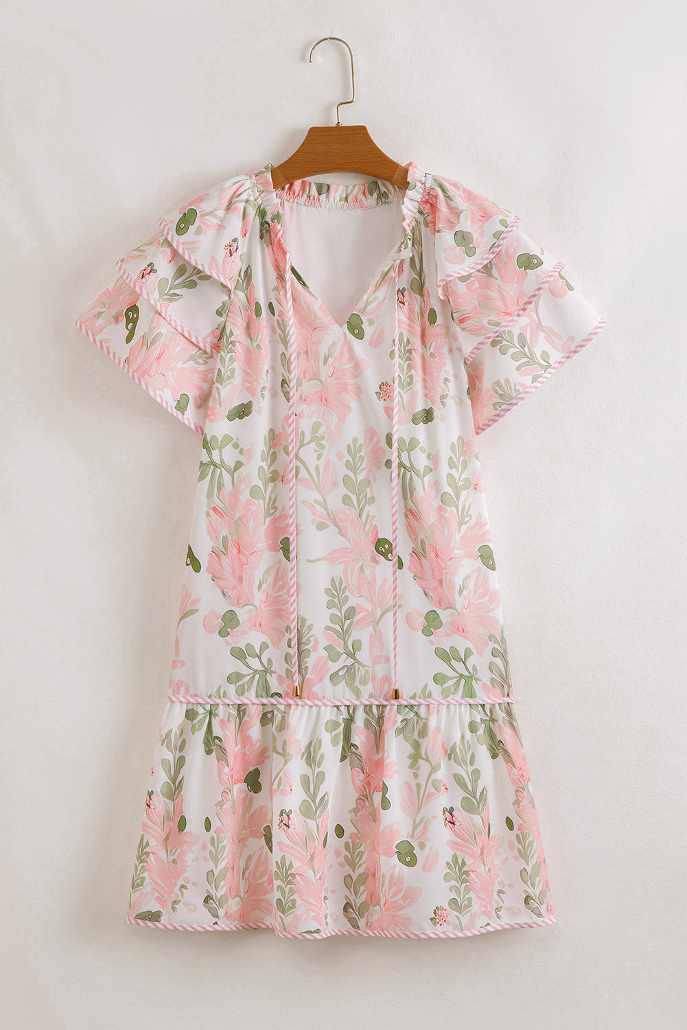 Madalyn Floral Contrast Edge Layered Short Sleeve Mini Dress