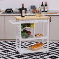 HOMCOM Wooden Rolling Kitchen Trolley Wood Top Island Storage Serving