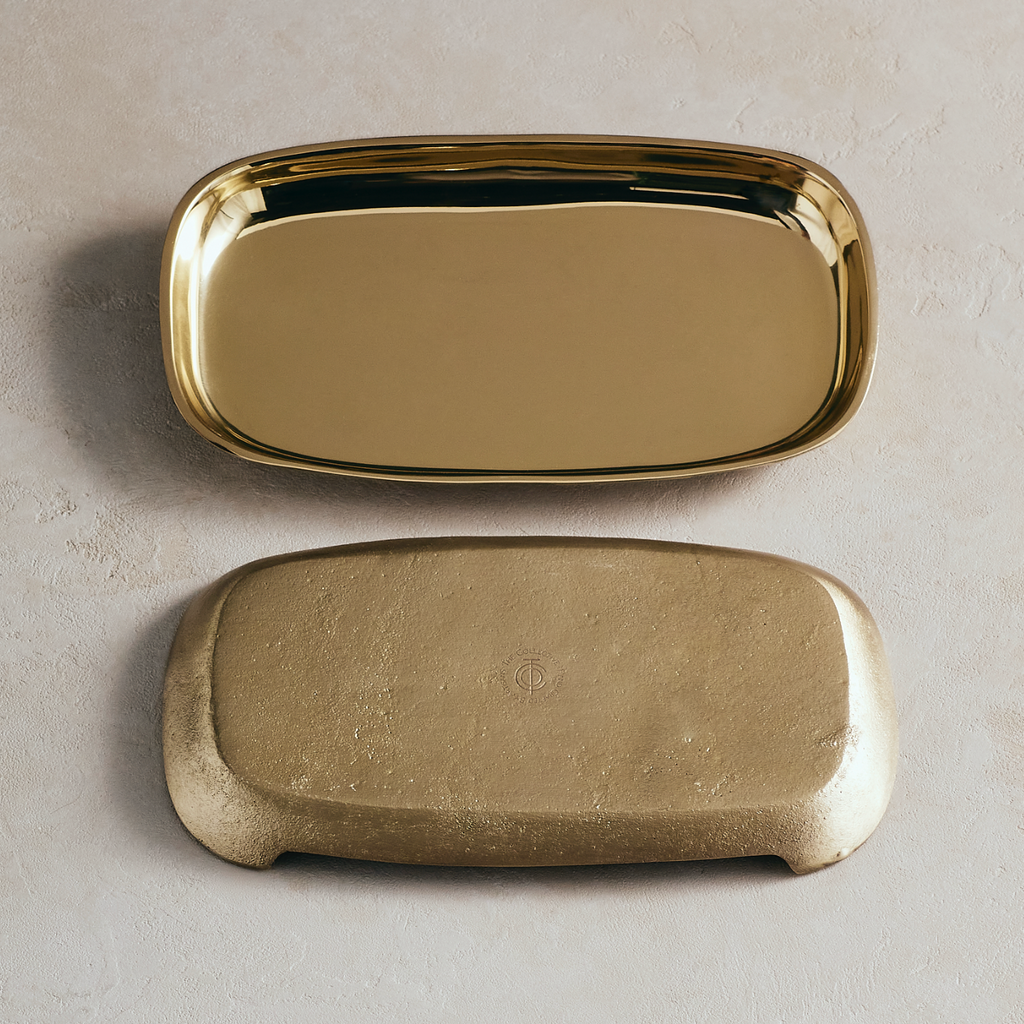 Aurum Catchall Tray | Polished Top | Textured Base | 3 Sizes | Small | Long | Medium | Powered by People