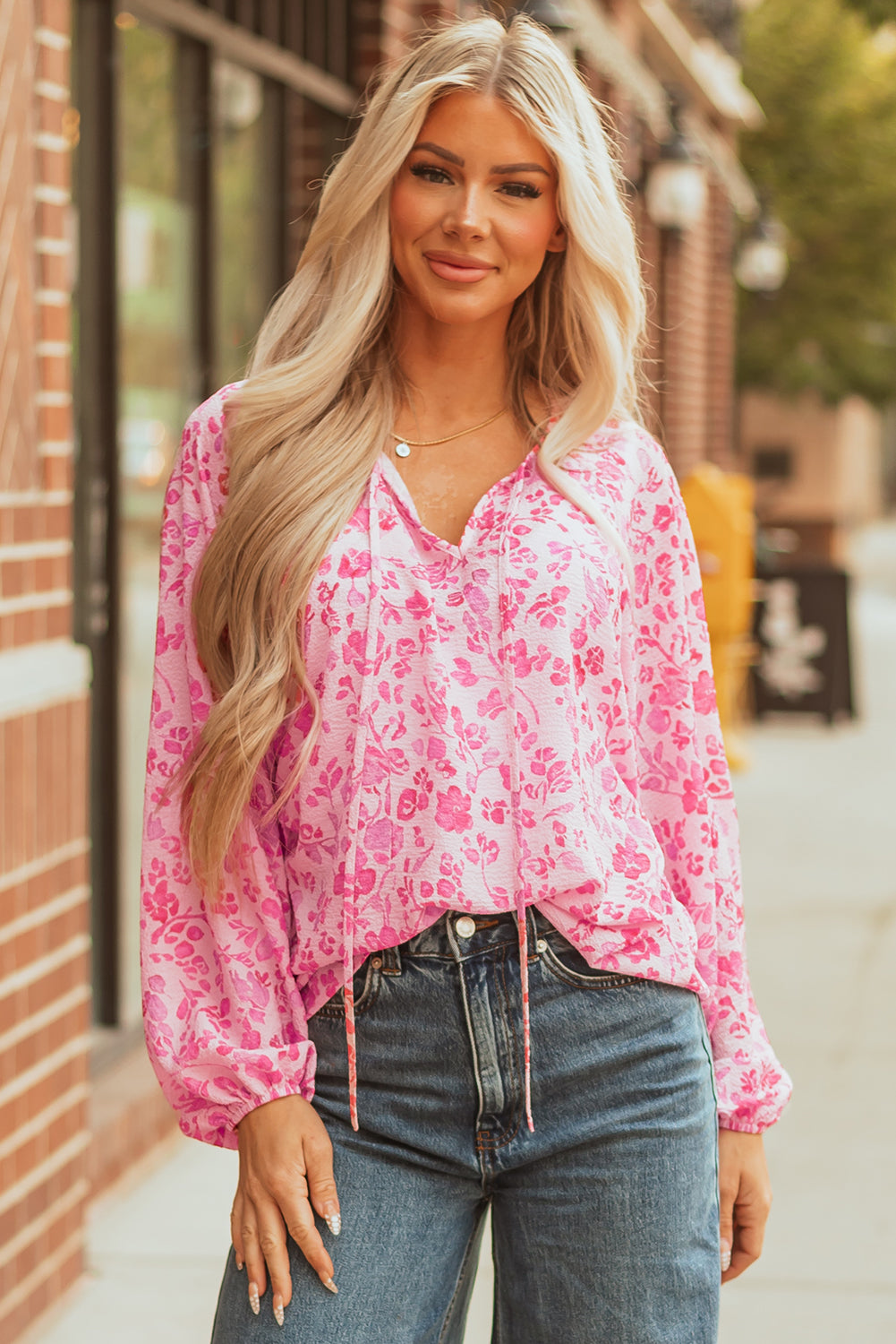 Adalyn Floral Puff Sleeve Lightweight Blouse