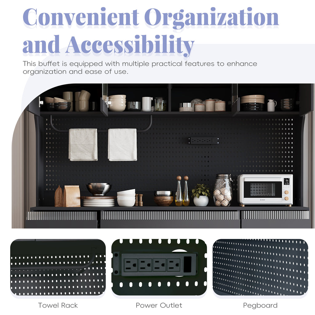 Storage Cabinet Black MDF, Glass for home organization and storage