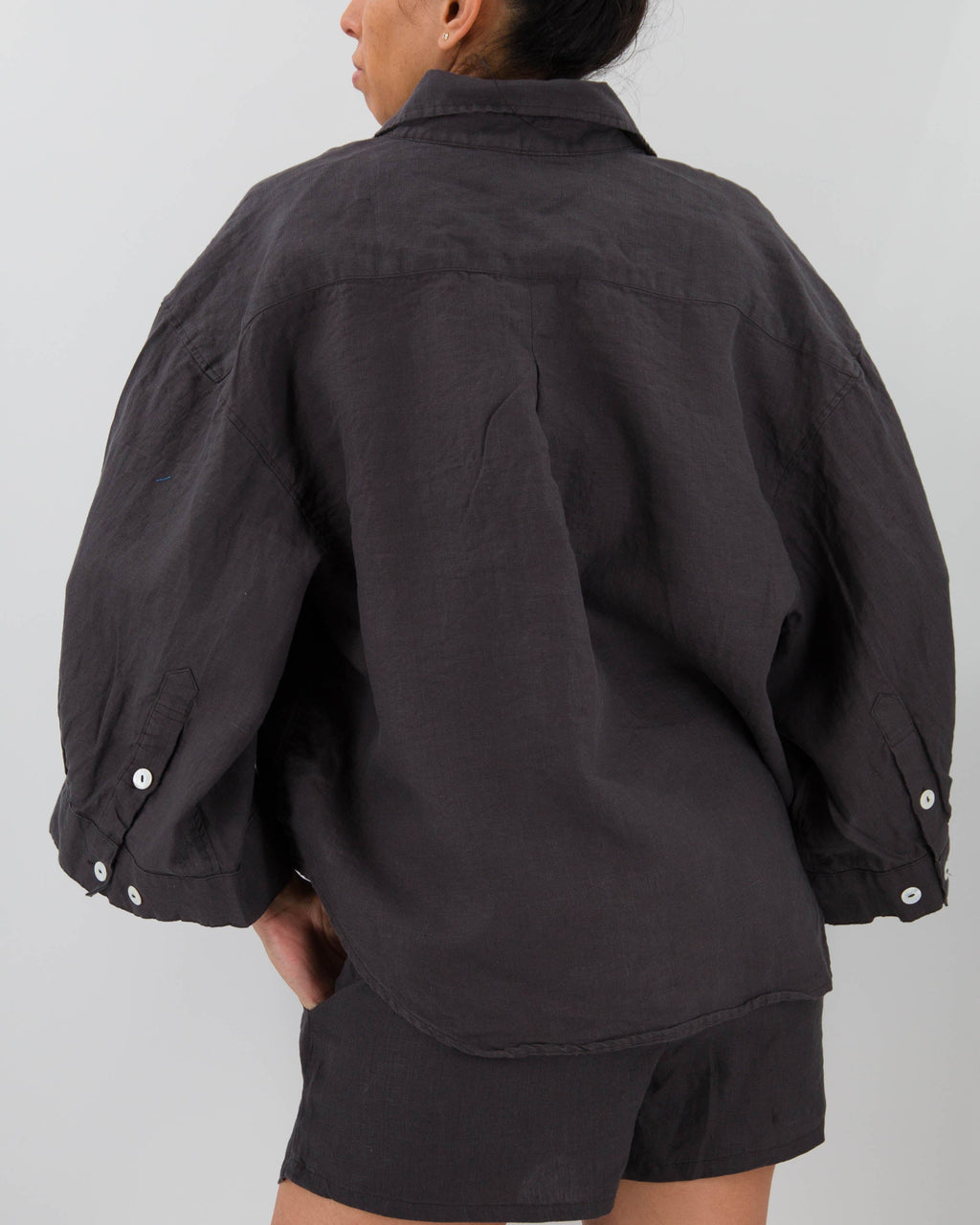 Agnes Linen Top | 100% French Flax | Oversized Button-Down | Mother of Pearl Buttons | Billowing Arms | 12 Colors | Sunday Morning