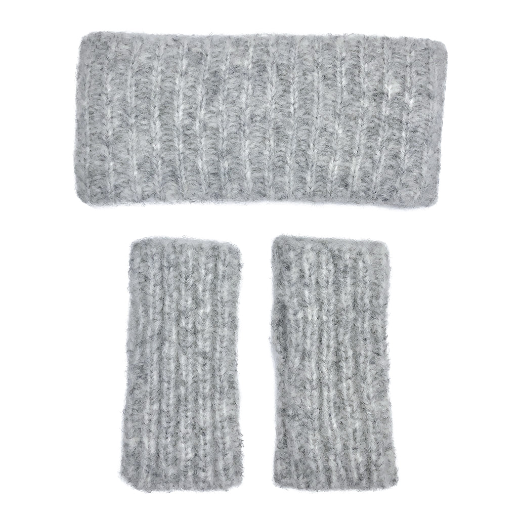 Luxury Ribbed Alpaca Gloves - Gray