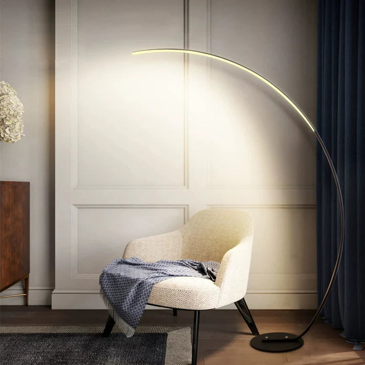 Modern Curved Floor Lamp with RGBW Ambient Lighting for Stylish Home