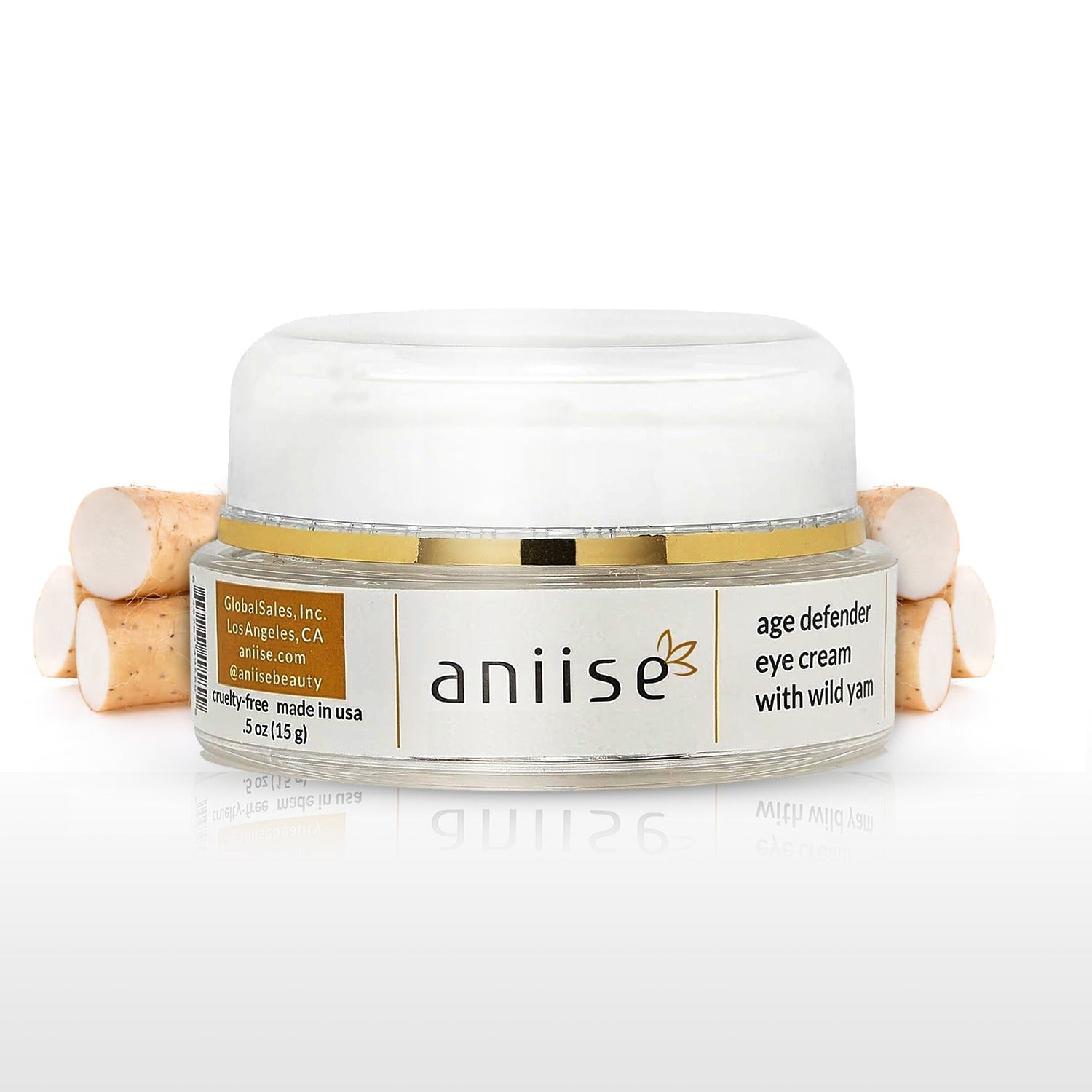 Anti-Wrinkle Wild Yam Eye Cream | Paraben-Free | Rose Hips, Hyaluronic Acid & Vitamin A | Supports Elasticity | 0.5 oz | Aniise