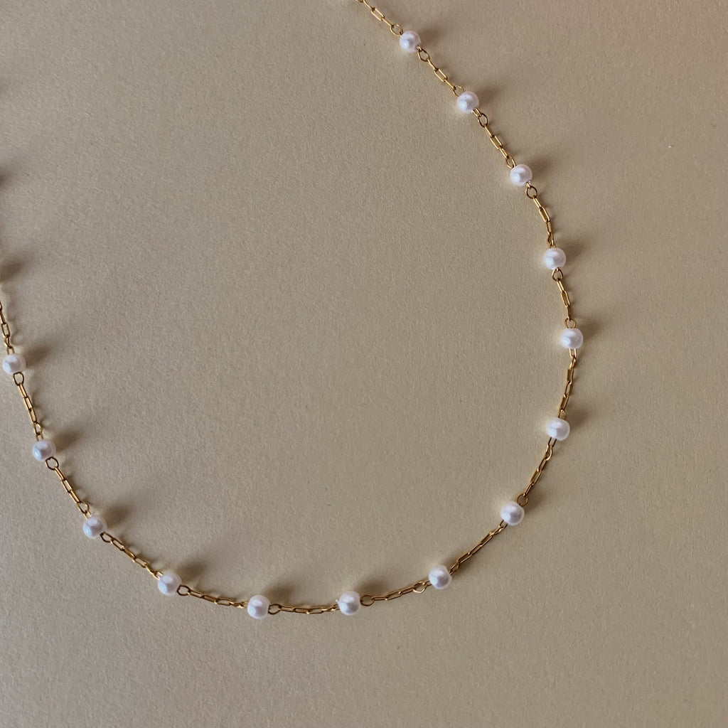 Ariel Handmade Scattered Pearl Chain Necklace