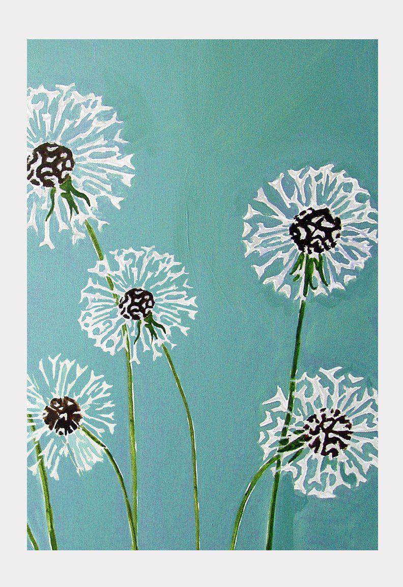 Dandelions on Aqua | Signed Oil Painting Print | Faith & Hope Wall Art