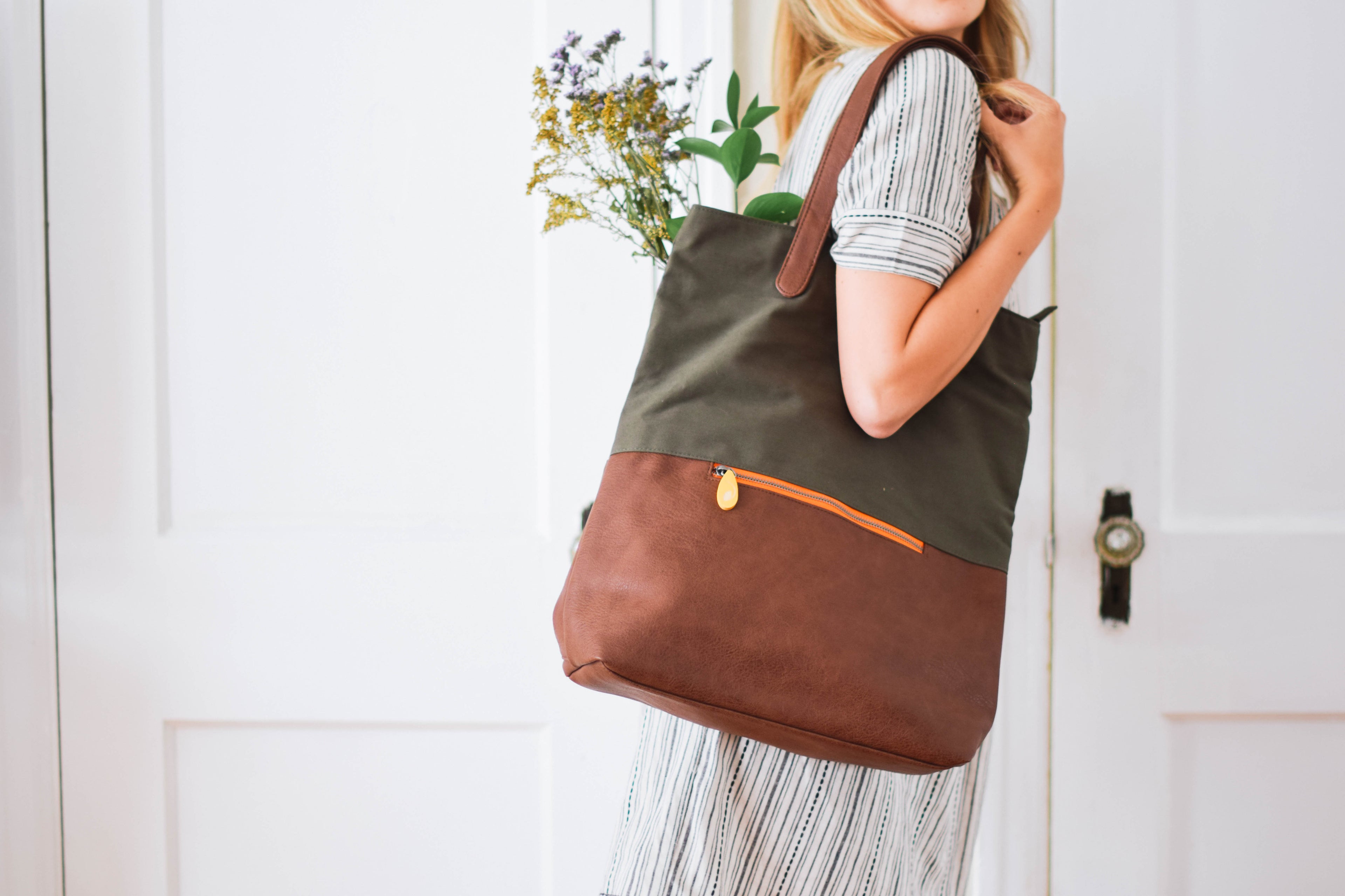 Greenpoint Convertible Backpack Purse | Organic Cotton | Vegan Leather | Laptop Bag | Etsy Award Finalist | Canopy Verde