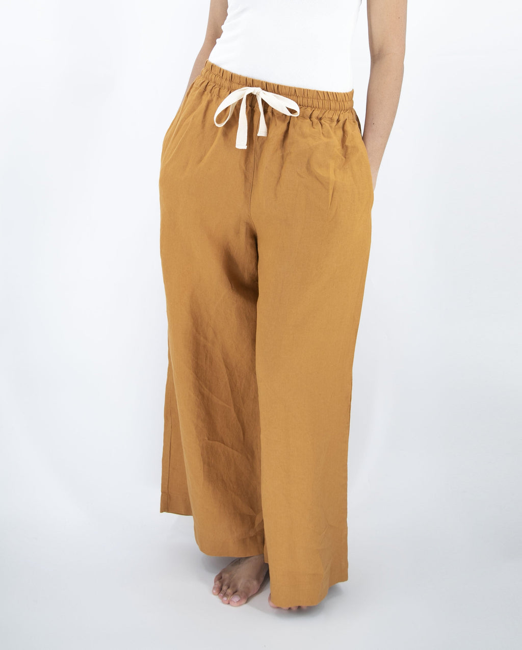 Ava Wide Leg Linen Pant | 100% French Flax | Elasticated Drawstring Waist | Full Length | 12 Colors | S/M–M/L | Sunday Morning